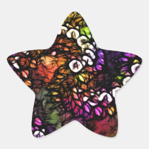 frakttal lila Psychedelic Rainbow Spiral Trippy Stjärnformat Klistermärke
