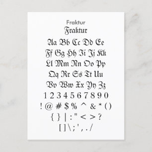 Fraktur - Zazzle Font Sampler Lakan Vykort