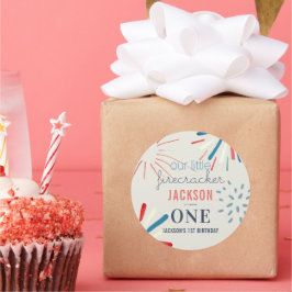 Frälsare 4:e juli Fireworks Birthday Runt Klistermärke