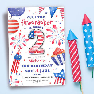 Frälsare 4 juli 2:a födelsedagen Patriotic Cute Inbjudningar