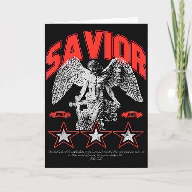 Frälsare - kristen bibelvers tro kort (Framsida)
