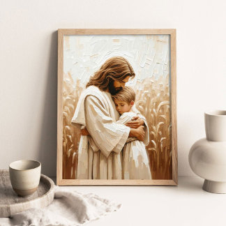 Frälsaren och pojken, kristen väggkonst, Jesus Poster