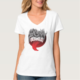Fram- och baksida av en vit V-ringad T-shirt