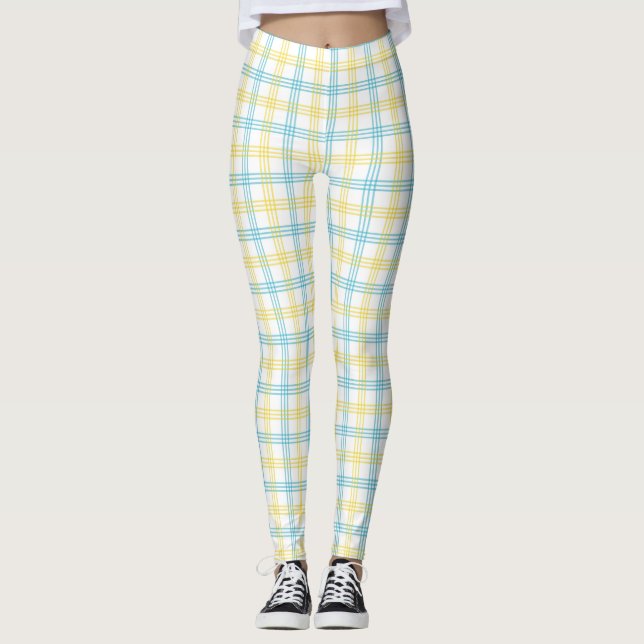 Fram- och bakvy av rutiga leggings (Framsida)