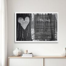 Framad Bröllop Vows White Black Forest Heart-gåva