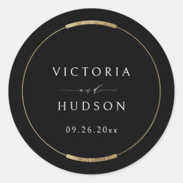 Framad elegance Black Simple Modern Bröllop Runt Klistermärke