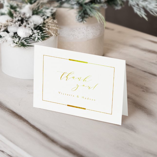 Framad elegance Guld Simple Modern Classy Bröllop Folierat Kort (Framed Elegance Gold Simple Modern Classy Wedding Foil Card)