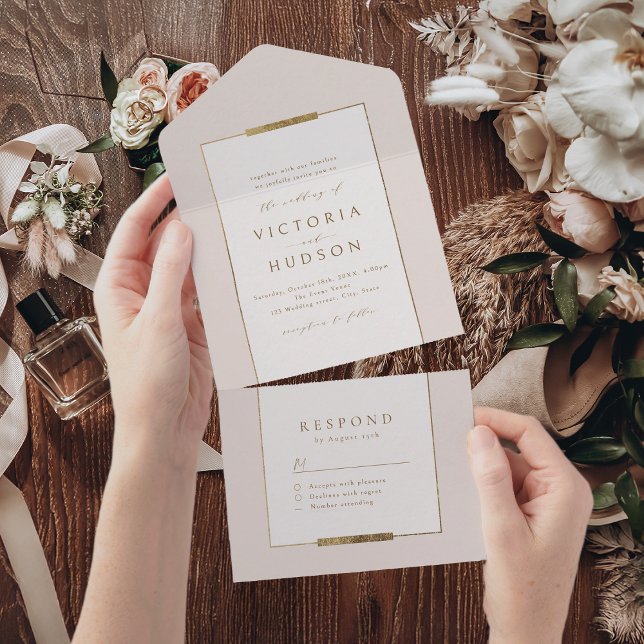 Framad elegance Simple Modern Classy Bröllop (Framed Elegance Simple Modern Classy Wedding All In One Invitation)