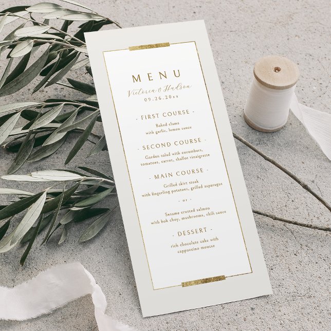Framad elegance Simple Modern Classy Bröllop Meny (Framed Elegance Simple Modern Classy Wedding Menu)