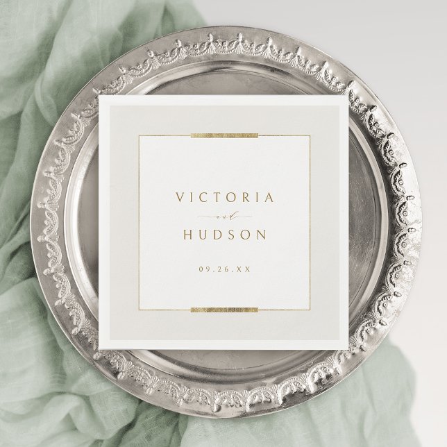 Framad elegance Simple Modern Classy Bröllop Pappersservett (Framed Elegance Simple Modern Classy Wedding Napkins)