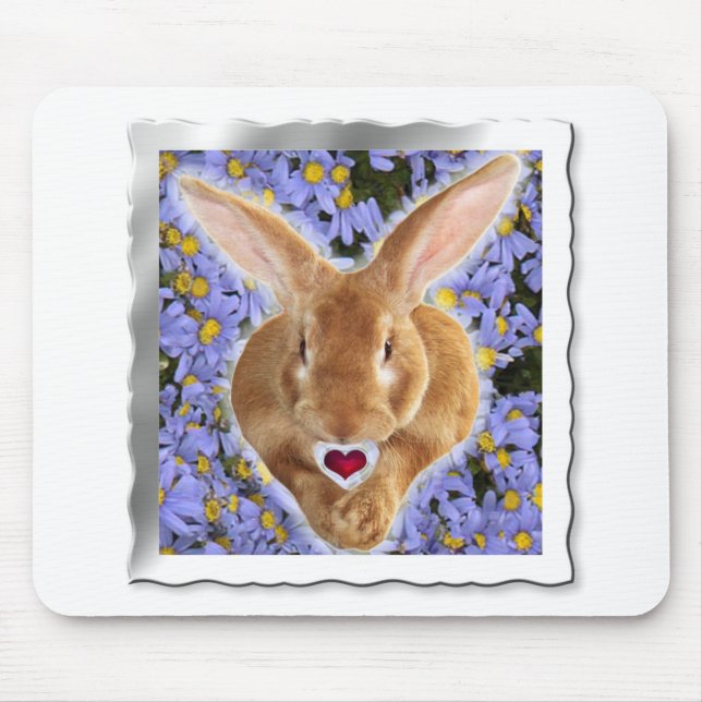 Framad, gynnsam bunny med Sweet Heart Musmatta (Framsidan)