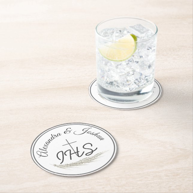 Framad katolsk bibel Verse Bröllop Underlägg Papper Rund (Insitu)