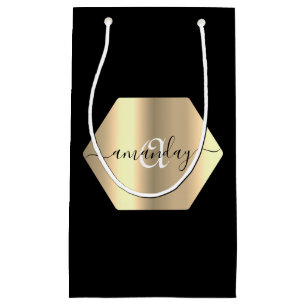 Framad Monogram Namn Guld Black Mode Boutique