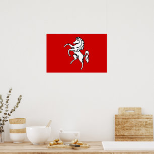 Framad utskrift med Flagga av Kent, England Poster