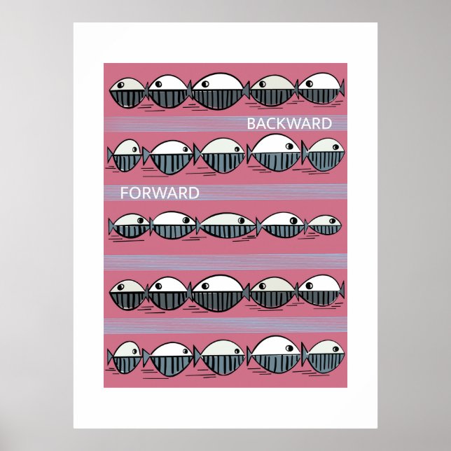 Framåt och Bakåt – Minimal fiskmönsterposter Poster (Framsidan)