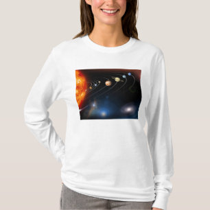 Frambragda Digital avbildar av vårt sol- system Tee Shirt