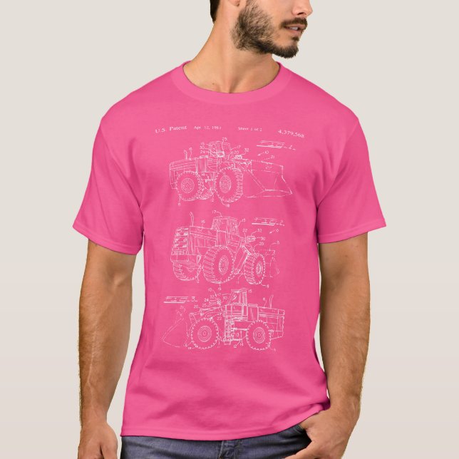 Frambyggnadslastare Traktor Ritningar Konstruktion T Shirt (Framsida)