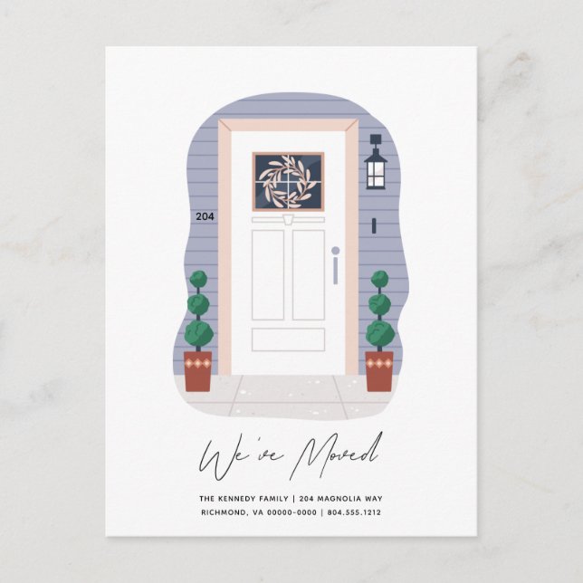 Framdörr med husnummer och Flytta av andedräkt Meddelande Vykort (Framsida)