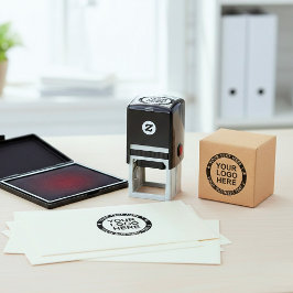 Frame Logo Stamp. Custom Round Brand Business Name Självfärgande Stämpel