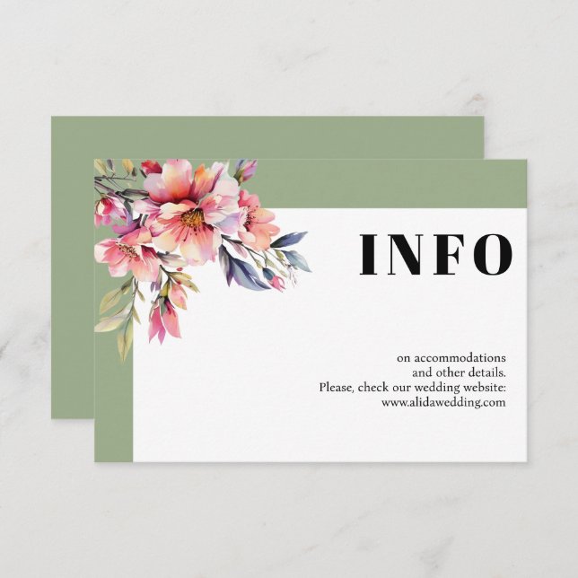 Frame with rhododendron branch and flowers wedding tilläggskort (Fram/baksida)