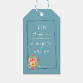  Frame with Roses, Wedding style on retro blue Presentetikett