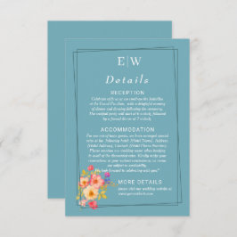  Frame with Roses, Wedding style on retro blue Tilläggskort