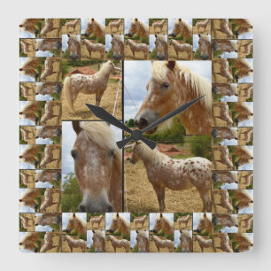 Framed Appaloosa Horses Photo Collage Fyrkantig Klocka