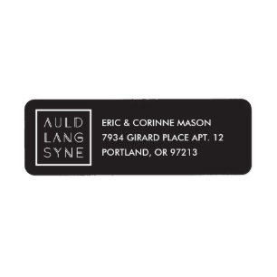 Framed Auld Lang Syne Mailing Label - Black Returadress Etikett