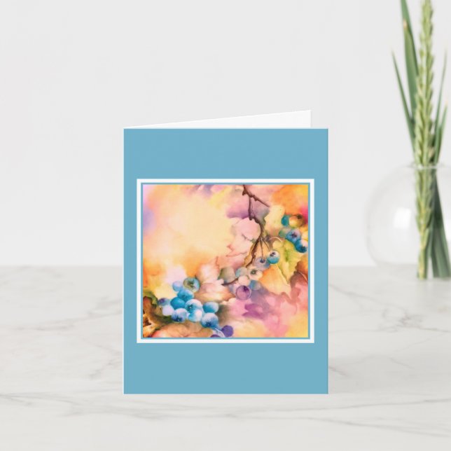 Framed Blueberry Botanical Card - Pastel Orch Anteckningskort (Framsida)