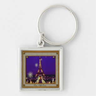 Framed Eiffel Torn Fyrkantig Silverfärgad Nyckelring