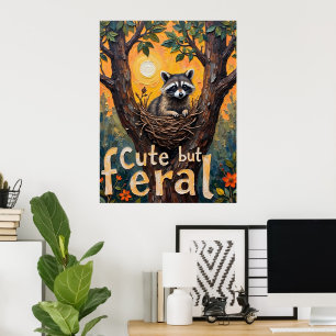 Framed Feral: Raccoons Mysiga plats Poster