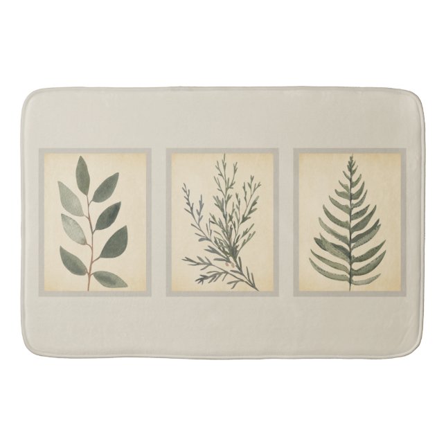 Framed Foliage Neutralt Beige Bath Mat Badrumsmatta (Framsidan)