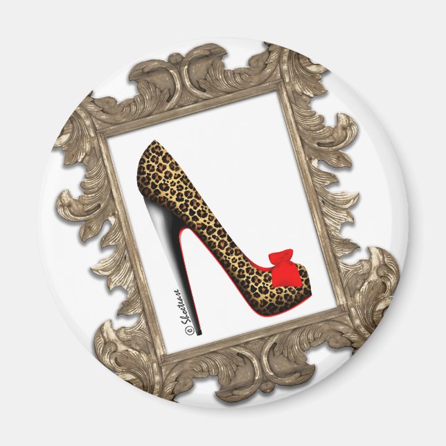 Framed Leopard Stiletto Pump Magnet (Framsidan)