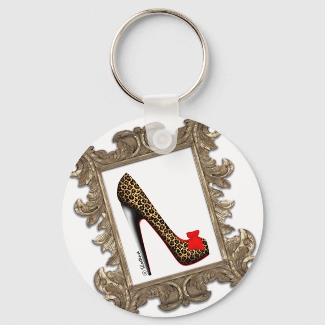 Framed Leopard Stiletto Pump Nyckelring (Framsida)