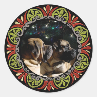 Framed Mastiff Pair Sticker Runt Klistermärke