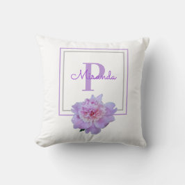 Framed Monogram Rosa Peony Flower Lila Kudde