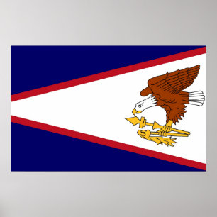 Framed print med Flagga av American Samoa, USA. Poster