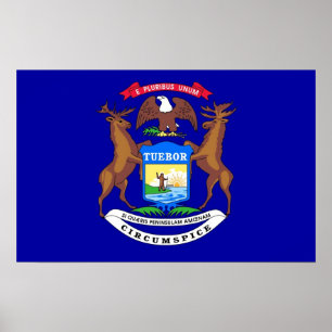 Framed print med Flagga av Michigan, USA. Poster