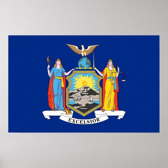 Framed print med Flagga av New York, USA Poster (Framsidan)