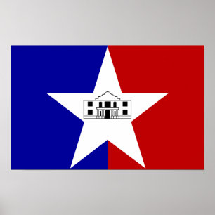 Framed print med Flagga av San Antonio, USA. Poster