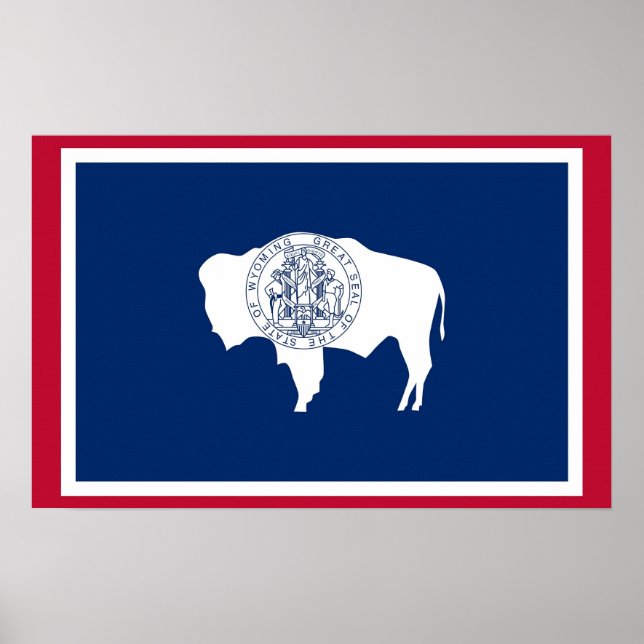 Framed print med Flagga av Wyoming, USA Poster (Framsidan)