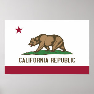 Framed print with Flagga of California, USA. Poster