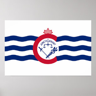 Framed print with Flagga of Cincinnati City, USA Poster