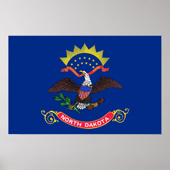 Framed print with Flagga of North Dakota, USA Poster (Framsidan)