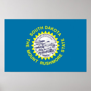 Framed print with Flagga of South Dakota, USA Poster
