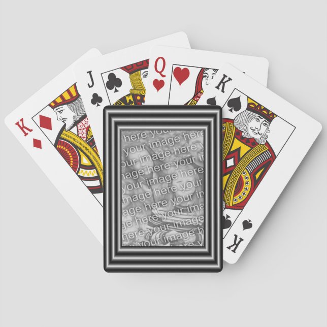FramePhoto-mall för svart och Silver Gräns Casinokort (Baksidan)
