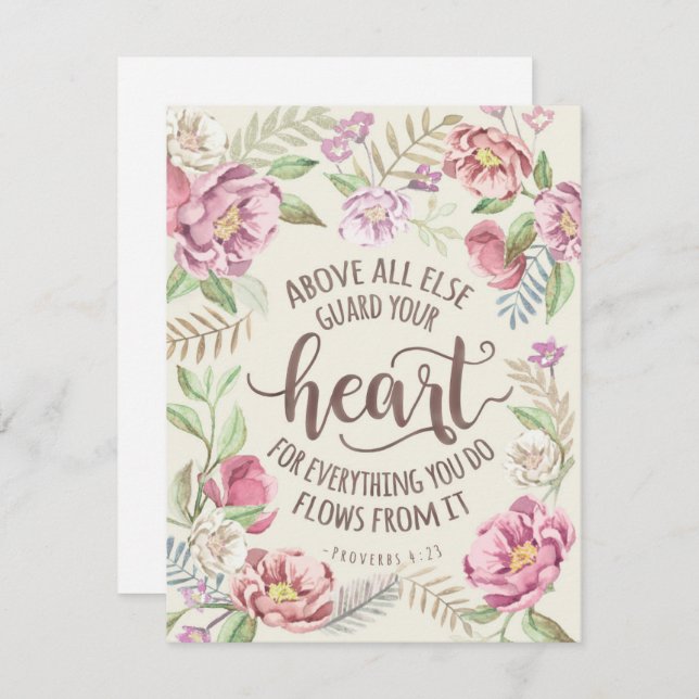 Framför allt skydda ditt hjärtevykort för Religiös Julkort (Fram/baksida)