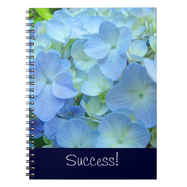 Framgång! anteckningsbok Blå Blommiga Hydrangea Bl (Framsidan)