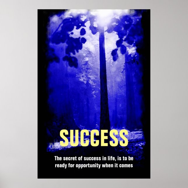 Framgång för Blue Night Träd, citattecken - inspir Poster (Framsidan)