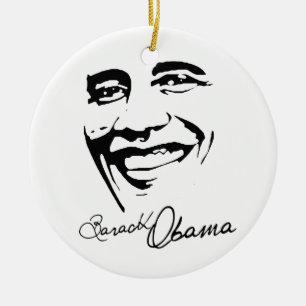 FRAMGÅNG MED OBAMA - .PNG JULGRANSPRYDNAD KERAMIK